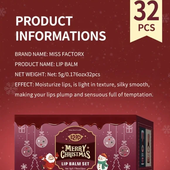 🎁🎁Christmas Lip Balm Set - Festive Red and Green 32 Count - Picture 2 of 10